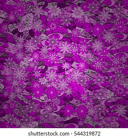 Cartoon hand-drawn doodles.Seamless pattern. Colorful detailed, with lots of objects vector background. Radial gradient shape.