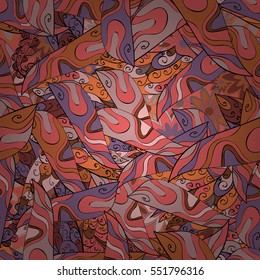 Cartoon hand-drawn doodles.Seamless pattern. Colorful detailed, with lots of objects vector background. Radial gradient shadow.