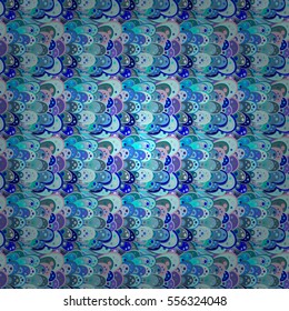Cartoon hand-drawn doodles.Seamless pattern. Colorful detailed, with lots of objects vector background. Radial gradient shape.