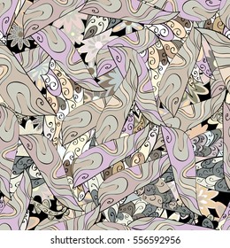 Cartoon hand-drawn doodles.Seamless pattern. Colorful detailed, with lots of objects vector background
