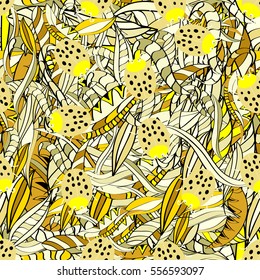 Cartoon hand-drawn doodles.Seamless pattern. Colorful detailed, with lots of objects vector background