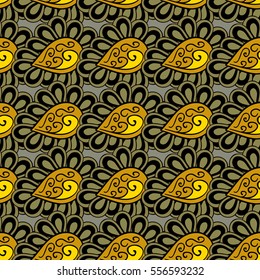 Cartoon hand-drawn doodles.Seamless pattern. Colorful detailed, with lots of objects vector background