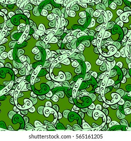 Cartoon hand-drawn doodles.Seamless pattern. Colorful detailed, with lots of objects vector background