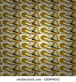 Cartoon hand-drawn doodles.Seamless pattern. Yellow, beige. detailed, with lots of objects vector background