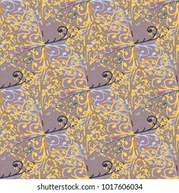 Cartoon handdrawn handmade doodles seamless pattern. Colorful detailed with lot objects backdrop. Seamless abstract hand-drawn waves pattern, wavy background. Zentangle inspired art