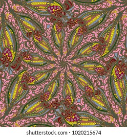 Cartoon handdrawn handmade doodles seamless pattern. Colorful detailed with lot objects backdrop. Seamless abstract hand-drawn waves pattern, wavy background. Zentangle inspired art