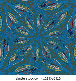 Cartoon handdrawn handmade doodles seamless pattern. Colorful detailed with lot objects backdrop. Seamless abstract hand-drawn waves pattern, wavy background. Zentangle inspired art
