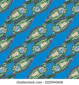 Cartoon handdrawn handmade doodles seamless pattern. Colorful detailed with lot objects backdrop. Seamless abstract hand-drawn waves pattern, wavy background. Zentangle inspired art