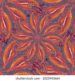 Cartoon handdrawn handmade doodles seamless pattern. Colorful detailed with lot objects backdrop. Seamless abstract hand-drawn waves pattern, wavy background. Zentangle inspired art