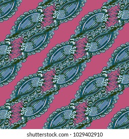 Cartoon handdrawn handmade doodles seamless pattern. Colorful detailed with lot objects backdrop. Seamless abstract hand-drawn waves pattern, wavy background. Zentangle inspired art