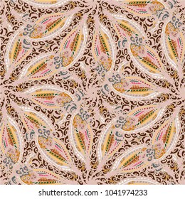 Cartoon handdrawn handmade doodles seamless pattern. Colorful detailed with lot objects backdrop. Seamless abstract hand-drawn waves pattern, wavy background. Zentangle inspired art