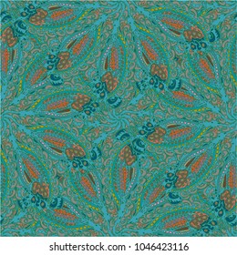 Cartoon handdrawn handmade doodles seamless pattern. Colorful detailed with lot objects backdrop. Seamless abstract hand-drawn waves pattern, wavy background. Zentangle inspired art
