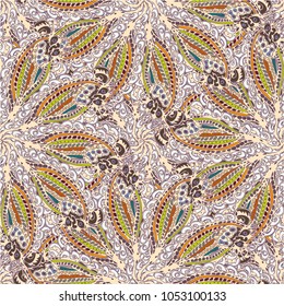 Cartoon handdrawn handmade doodles seamless pattern. Colorful detailed with lot objects backdrop. Seamless abstract hand-drawn waves pattern, wavy background. Zentangle inspired art