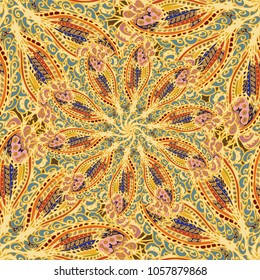 Cartoon handdrawn handmade doodles seamless pattern. Colorful detailed with lot objects backdrop. Seamless abstract hand-drawn waves pattern, wavy background. Zentangle inspired art