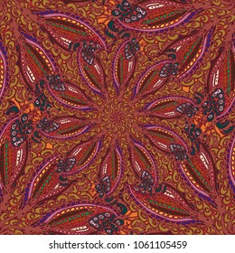 Cartoon handdrawn handmade doodles seamless pattern. Colorful detailed with lot objects backdrop. Seamless abstract hand-drawn waves pattern, wavy background. Zentangle inspired art