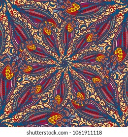 Cartoon handdrawn handmade doodles seamless pattern. Colorful detailed with lot objects backdrop. Seamless abstract hand-drawn waves pattern, wavy background. Zentangle inspired art