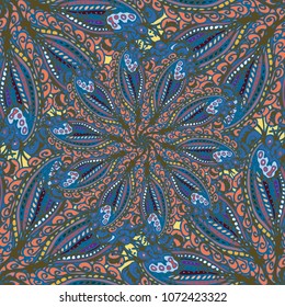 Cartoon handdrawn handmade doodles seamless pattern. Colorful detailed with lot objects backdrop. Seamless abstract hand-drawn waves pattern, wavy background. Zentangle inspired art