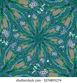 Cartoon handdrawn handmade doodles seamless pattern. Colorful detailed with lot objects backdrop. Seamless abstract hand-drawn waves pattern, wavy background. Zentangle inspired art