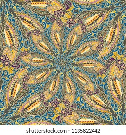 Cartoon handdrawn handmade doodles seamless pattern. Colorful detailed with lot objects backdrop. Seamless abstract hand-drawn waves pattern, wavy background. Zentangle inspired art