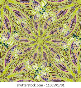 Cartoon handdrawn handmade doodles seamless pattern. Colorful detailed with lot objects backdrop. Seamless abstract hand-drawn waves pattern, wavy background. Zentangle inspired art