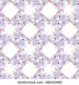 Cartoon handdrawn handmade doodles seamless pattern. Colorful detailed with lot objects backdrop. Seamless abstract hand-drawn waves pattern, wavy background. Zentangle inspired art