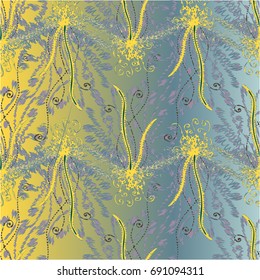 Cartoon handdrawn handmade doodles seamless pattern. Colorful detailed with lot objects backdrop. Seamless abstract hand-drawn waves pattern, wavy background. Zentangle inspired art