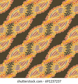 Cartoon handdrawn handmade doodles seamless pattern. Colorful detailed with lot objects backdrop. Seamless abstract hand-drawn waves pattern, wavy background. Zentangle inspired art