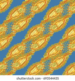 Cartoon handdrawn handmade doodles seamless pattern. Colorful detailed with lot objects backdrop. Seamless abstract hand-drawn waves pattern, wavy background. Zentangle inspired art