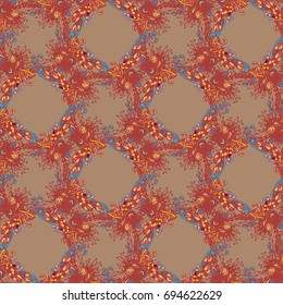 Cartoon handdrawn handmade doodles seamless pattern. Colorful detailed with lot objects backdrop. Seamless abstract hand-drawn waves pattern, wavy background. Zentangle inspired art