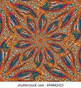 Cartoon handdrawn handmade doodles seamless pattern. Colorful detailed with lot objects backdrop. Seamless abstract hand-drawn waves pattern, wavy background. Zentangle inspired art