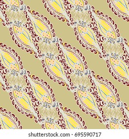 Cartoon handdrawn handmade doodles seamless pattern. Colorful detailed with lot objects backdrop. Seamless abstract hand-drawn waves pattern, wavy background. Zentangle inspired art
