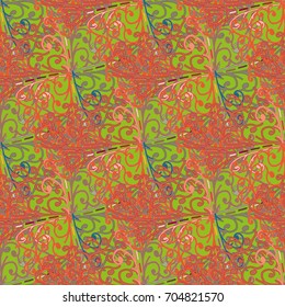 Cartoon handdrawn handmade doodles seamless pattern. Colorful detailed with lot objects backdrop. Seamless abstract hand-drawn waves pattern, wavy background. Zentangle inspired art