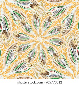 Cartoon handdrawn handmade doodles seamless pattern. Colorful detailed with lot objects backdrop. Seamless abstract hand-drawn waves pattern, wavy background. Zentangle inspired art