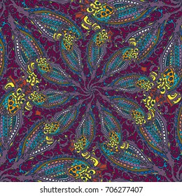 Cartoon handdrawn handmade doodles seamless pattern. Colorful detailed with lot objects backdrop. Seamless abstract hand-drawn waves pattern, wavy background. Zentangle inspired art