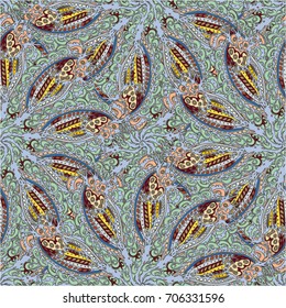 Cartoon handdrawn handmade doodles seamless pattern. Colorful detailed with lot objects backdrop. Seamless abstract hand-drawn waves pattern, wavy background. Zentangle inspired art