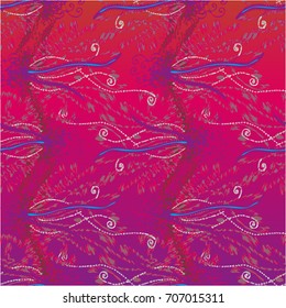 Cartoon handdrawn handmade doodles seamless pattern. Colorful detailed with lot objects backdrop. Seamless abstract hand-drawn waves pattern, wavy background. Zentangle inspired art