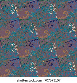 Cartoon handdrawn handmade doodles seamless pattern. Colorful detailed with lot objects backdrop. Seamless abstract hand-drawn waves pattern, wavy background. Zentangle inspired art