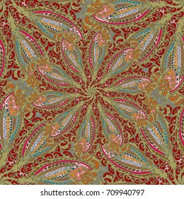 Cartoon handdrawn handmade doodles seamless pattern. Colorful detailed with lot objects backdrop. Seamless abstract hand-drawn waves pattern, wavy background. Zentangle inspired art