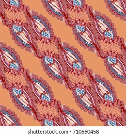 Cartoon handdrawn handmade doodles seamless pattern. Colorful detailed with lot objects backdrop. Seamless abstract hand-drawn waves pattern, wavy background. Zentangle inspired art