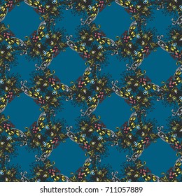 Cartoon handdrawn handmade doodles seamless pattern. Colorful detailed with lot objects backdrop. Seamless abstract hand-drawn waves pattern, wavy background. Zentangle inspired art