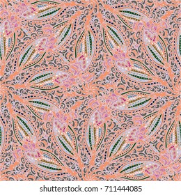 Cartoon handdrawn handmade doodles seamless pattern. Colorful detailed with lot objects backdrop. Seamless abstract hand-drawn waves pattern, wavy background. Zentangle inspired art