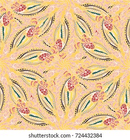 Cartoon handdrawn handmade doodles seamless pattern. Colorful detailed with lot objects backdrop. Seamless abstract hand-drawn waves pattern, wavy background. Zentangle inspired art