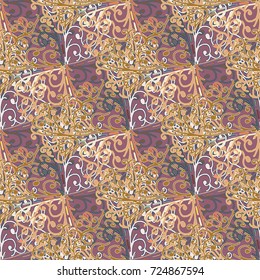 Cartoon handdrawn handmade doodles seamless pattern. Colorful detailed with lot objects backdrop. Seamless abstract hand-drawn waves pattern, wavy background. Zentangle inspired art