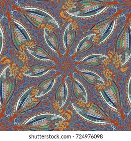 Cartoon handdrawn handmade doodles seamless pattern. Colorful detailed with lot objects backdrop. Seamless abstract hand-drawn waves pattern, wavy background. Zentangle inspired art
