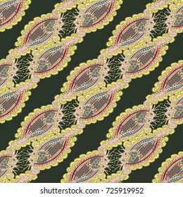 Cartoon handdrawn handmade doodles seamless pattern. Colorful detailed with lot objects backdrop. Seamless abstract hand-drawn waves pattern, wavy background. Zentangle inspired art