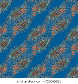 Cartoon handdrawn handmade doodles seamless pattern. Colorful detailed with lot objects backdrop. Seamless abstract hand-drawn waves pattern, wavy background. Zentangle inspired art