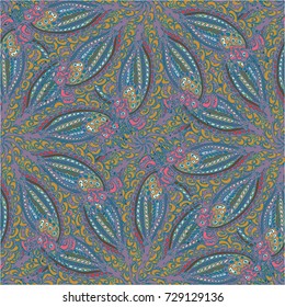 Cartoon handdrawn handmade doodles seamless pattern. Colorful detailed with lot objects backdrop. Seamless abstract hand-drawn waves pattern, wavy background. Zentangle inspired art