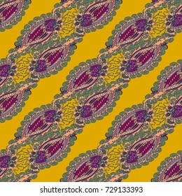 Cartoon handdrawn handmade doodles seamless pattern. Colorful detailed with lot objects backdrop. Seamless abstract hand-drawn waves pattern, wavy background. Zentangle inspired art
