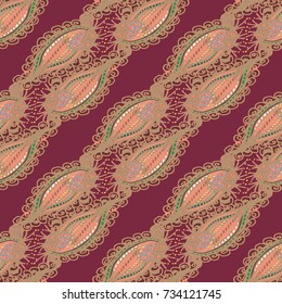 Cartoon handdrawn handmade doodles seamless pattern. Colorful detailed with lot objects backdrop. Seamless abstract hand-drawn waves pattern, wavy background. Zentangle inspired art