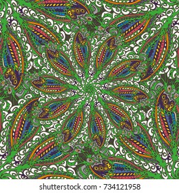 Cartoon handdrawn handmade doodles seamless pattern. Colorful detailed with lot objects backdrop. Seamless abstract hand-drawn waves pattern, wavy background. Zentangle inspired art